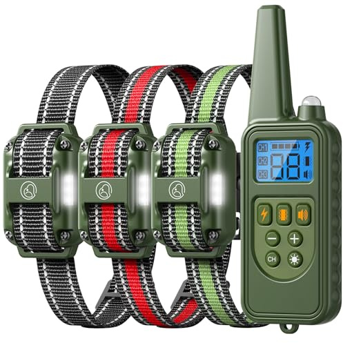 Heaflex Dog Training Collar with Remote, 2600FT Range,4 Training Modes Beep, Shake, Safe Shock, LED Light,Rechargeable IPX7 Waterproof for All Breeds Sizes, withThree Receiver Collars for 3 Dogs