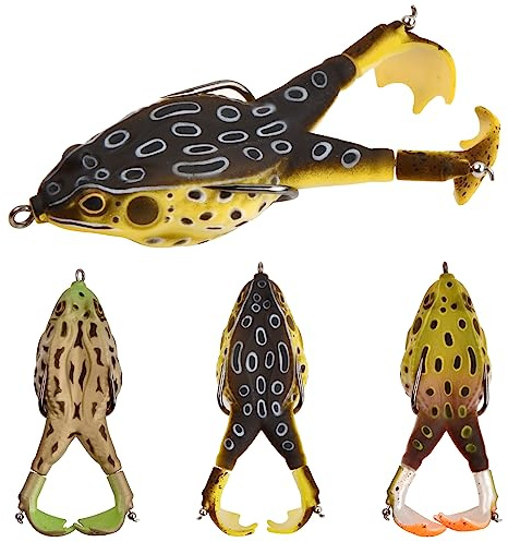 Rapidbok 3 Stück Doppelpropeller Frösche,9CM Weiche Köder Silikon Angelköder mit Haken,Künstliche Froschköder,Gemischtes Fischköderset,Froschköder Angelköder,für Alle Arten von Fisch