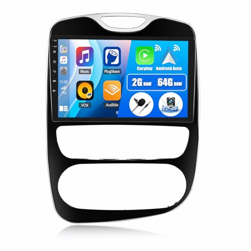 CAMECHO 2+64G Android 13 Car Radio for Renault S.A CLIO 2013-2018 surpport Wireless Carplay Android Auto 10.1'' Touch Screen Double Din with Sat Nav Backup Camera DSP RDS Mirror Link Bluetooth