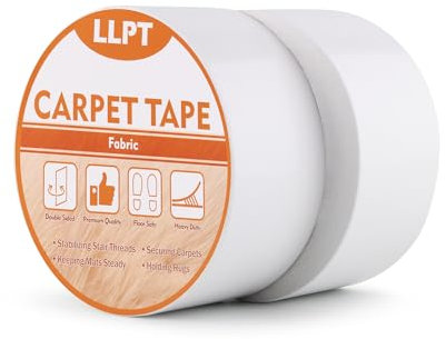 LLPT Cinta de Doble Cara para Alfombras Cinta Adhesiva Fuerte para Alfombras Duradera Extraíble Fácil de Usar Sin Residuos para Suelos de Madera Laminada 2 confezioni 50 mm x 11 m (DCT511PK2)