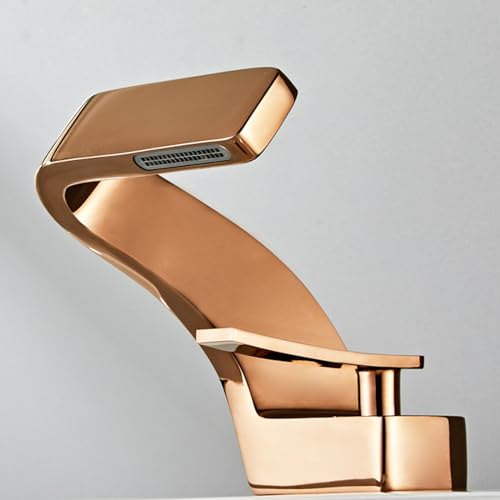 Wasserhahn Bad für Waschbecken Mischbatterie Waschtisch Wasserfall Einhebelmischer Spültischarmatur Roségold Armatur für Waschbecken Badezimmer Badarmatur Waschbeckenarmatur