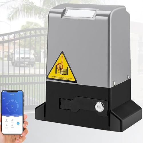 oiakus Sliding Gate Opener, Sliding Electric Gate Opener, Automatic Motor Heavy Duty Driveway Security Kit, Infrared Sensing Design, Without Battery(Sliding Gate Opener),750W