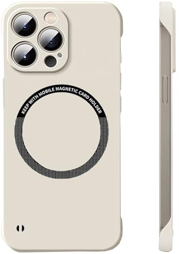 FAOMSEBS Magnetica Senza Bordo Cover per iPhone 15 Pro Max, Compatibile con MagSafe (Sensazione di Metallo Nudo) Custodia Sottile Antishock per iPhone 15 Pro Max MagSafe 6,7 pollici 2023, Bianca Crema