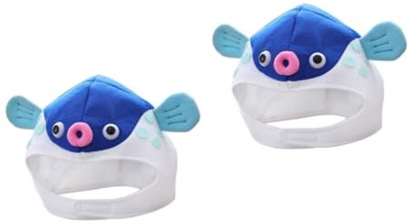 SOIMISS 2stücke Verstellbarer Cartoon Fischkopf Hut Für Cosplay Und Foto-requisiten Lustige Kopfbedeckung Blau Für Karneval Halloween Und Partys Für Erwachsene