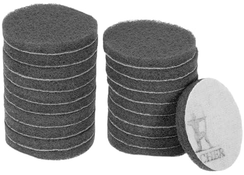 sourcing map 20pcs Scrubber Scouring Pads 1200 Grits 3 Inch Drill Power Brush Hoop and Loop Surface Conditioning Disc Drill Scuffing Disc Scrub Pads for Home Kitchen Cleaning, Light Grey