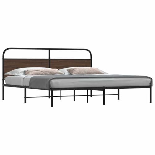 LAPOOH Metallbett ohne Matratze Braun Eichen-Optik 180x200 cm, Bett, Bed Frame, Familienbett, Bettrahmen, Bett Gestell, Bett Rahmengestell, Schlafzimmer Bett - 3318656