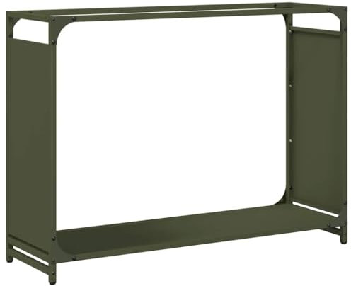 vidaXL Firewood Rack - Cold-Rolled Steel Log Holder in Olive Green 90x28x65 cm for Indoor/Outdoor Use