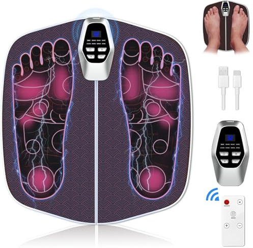 OBYKIO Ems Fußmassagegerät - Fussmassagegerät Elektrisch - Ems Foot Massager LCD-Anzeige Fußmassagegerät Durchblutung mit 8 Modi 32 Intensitäten 20 Minuten Erholungszeit Feet Relief
