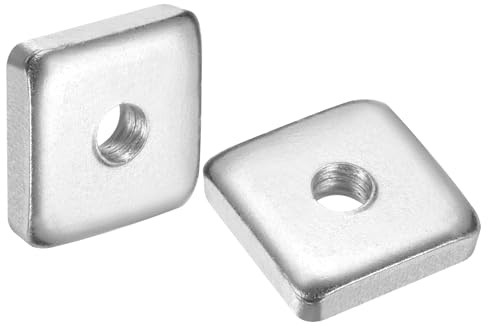 sourcing map 100 tuercas cuadradas M6 x 20 mm x 5 mm, acero al carbono, chapado en zinc, tuercas cuadradas de rosca gruesa para reparaciones del hogar e ingeniería profesional, color plateado