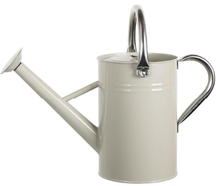 Arrosoir Jardin 5L, Arosoires Extérieur, Arrosoir en Métal pour Plantes Interieur avec Bec Amovible, Arrosoir à Fleurs avec Poignée Incurvée, Anti-Fuite, Construction Robuste et Antirouille, Blanc