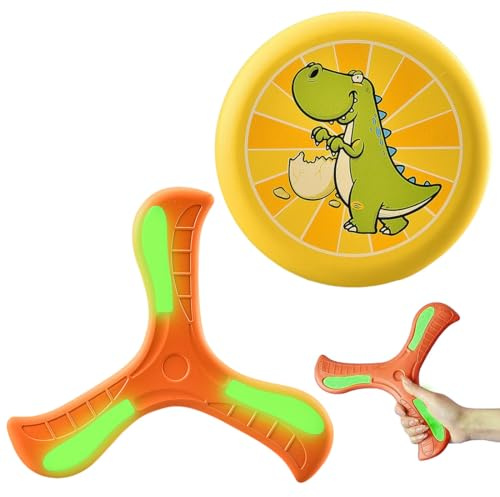 HABNI 2 Stück Bumerang Wurfspiel Für Kinder Boomerang Dreiflügelig Kann Nachts Leuchten Weicher Boomerang Klassische Wurfspiel Für Kinder 6 7 8 Erwachsene Anfänger