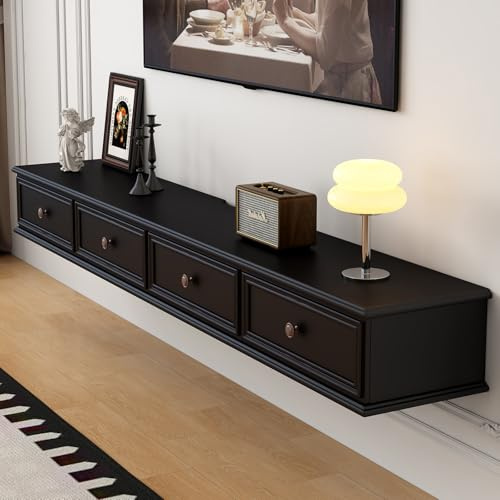 MIMRTIMI 140-240CM TV Lowboard Hängend weiß Schwebender TV-Schrank mit 2 Schubladen für Wohnzimmer, Schlafzimmer, Esszimmer,Keine Montage erforderlich