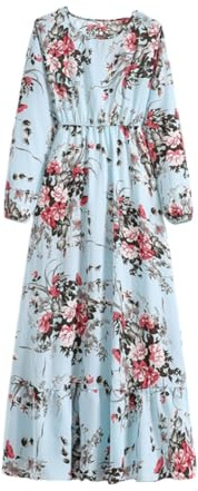 DOTBUY-SHOP Muslimisches Kleid Damen Ohne Hijab Muslim Sommerkleid Lange Robe Naher Osten Dubai Türkei Arab Islamischer Ramadan Gebetskleidung Abaya für Frauen S-XL