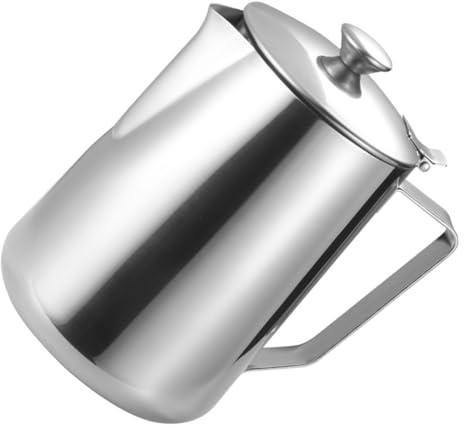 HIAKDOFT Bricco Latte in Acciaio Inossidabile per Cappuccino e Espresso Montalatte con Manico Ergonomico per Latte Art Versatile per Caffè e Uso Professionale e