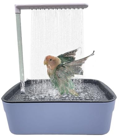 Automatische Vogelbadewanne | Wellensittich-Badewanne für Papageien mit Springbrunnen | Badewanne für Käfig und WC für Wellensittiche, mittelgroße und afrikanische Graue