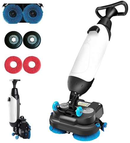 LADECNERHT Walk Behind Floor Scrubber Dryer, with 17 Scrub Path, 3 Gal Recovery Tank, Coverage 13000 Sqft/H, Suitable for Wooden Floors, Tiles, Terrazzo, Marble, Cement Floors White