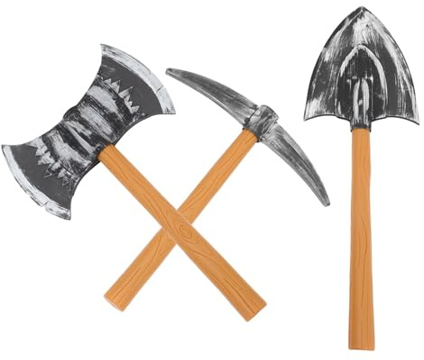 Homoyoyo Set 3 Pezzi Oggetti di Scena in Schiuma per Cosplay Nani, Piccone Finto, Doppia e Pala Leggera, Giocattoli Sicuri per Feste a Tema, Halloween e Spettacoli Teatrali
