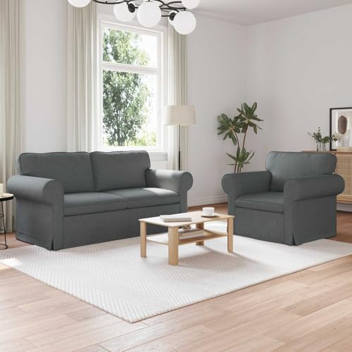 Keeushr Modulares Ecksofa Set 2 pcs Dunkelgrau 175 x 82 x 80 cm Polstergarnitur Stoffsofa mit Metallrahmen und ergonomischem Design