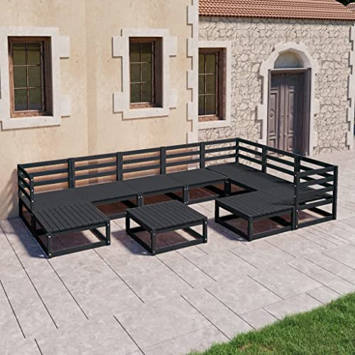 RCODSSK 10-TLG. Garten-Lounge-Set aus Massivholz Kiefer, Gartenmöbel aus Kiefernholz als Garten Polstergarnitur für den Außenbereich