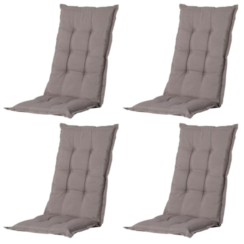 Madison 4er Set Hochlehner Auflagen, Bequeme und Stilvolle Gartenstuhlauflage für Holz-, Stahl-, Oder Kunststoffstühle, Sitzauflage - Indoor/Outdoor Stuhlpolster - Panama Taupe