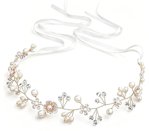 RIIRCSGE 1 pieza corona de flores para niñas, Flor Perla de cabello Accesorios comunión, primera comunión corona de cabello con perlas, diademas de flores para mujeres niños bautismo boda