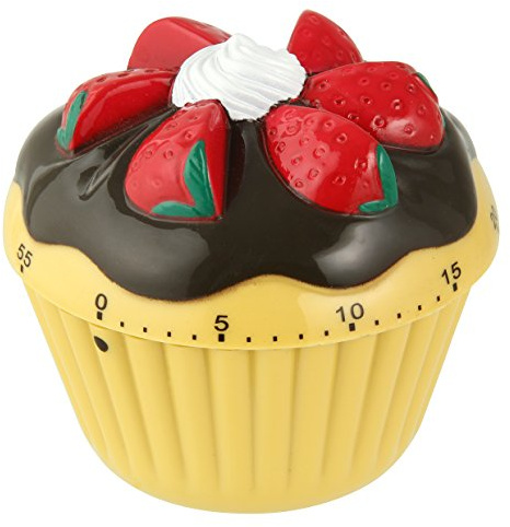 Zenker 41937 - Temporizador 60 min. ABS con forma de cupcake 7x7cm., en color crema, marrón, rojo, verde y blanco