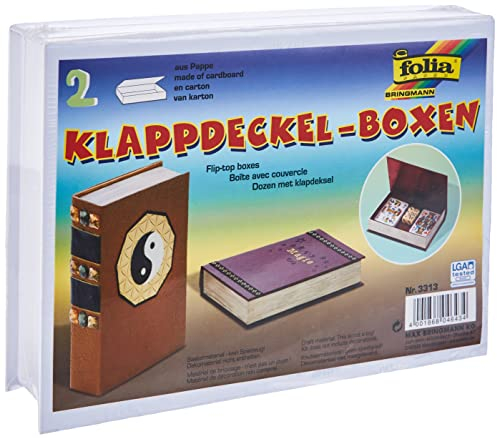 folia-Cajas de cartón con Tapa abatible, 2 Unidades, en 2 tamaños Blanco, Ideales para Pegar, Pintar y Decorar, (MAX Bringmann KG 3313)