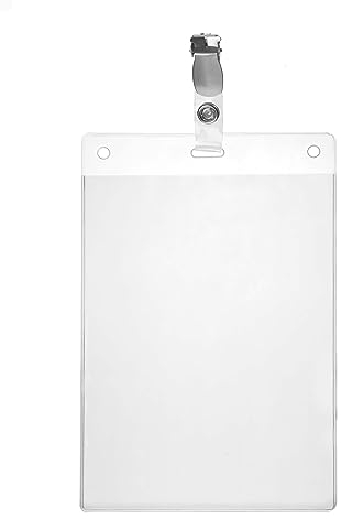 10 x Karteo® Ausweishülle mit Metall Clip | Kartenhalter vertikal | Kartenhülle für Karten DIN A6 (105 x 148 mm) | für Messeausweise Dienstausweise Identitätsnachweise Presseausweise