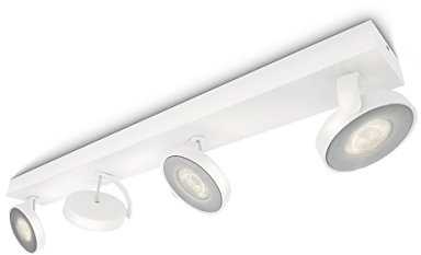 Philips Clockwork Decken-/Wandleuchte 4er Spots, dimmbar WarmGlow, 22W, 2200-2700 K, Weiß, IP20, blendfrei, flimmerfrei
