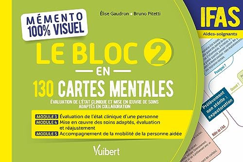 Mémento 100% visuel - Le Bloc 2 en 130 cartes mentales - IFAS: DEAS - Aide-soignant - Evaluation de l’état clinique et mise en oeuvre de soins adaptés en collaboration
