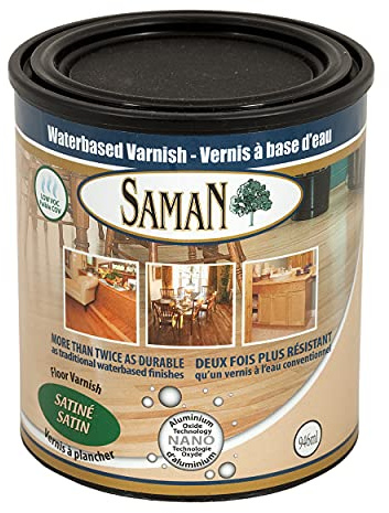 SamaN Interior Water Based Varnish with Aluminum Oxide – Crystal Clear Wood Finish – Satin Finish – 160-031-1L – 1 Quart / 946 ml