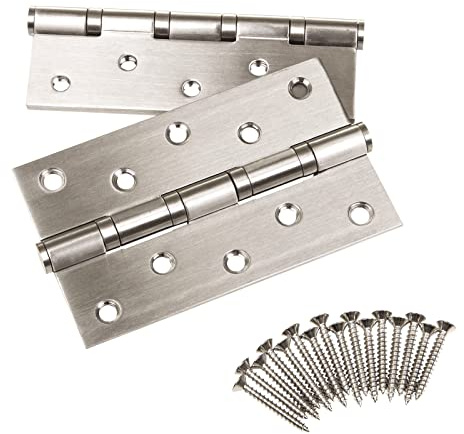 SOTECH 2 Stück Türbänder 127 x 76 x 2,5 mm Aufschraubband Edelstahl SS304 | kugelgelagert mit Edelstahlschrauben Tragkraft 75 kg Scharnier für Innen- und Außenbereich Scharnier