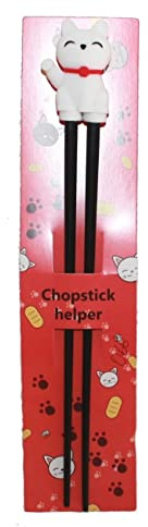AAF Nommel ® Essstäbchen Chopsticks + 1 Clip Essstäbchenhelfer aus Gummi, Motiv Katze, Nr. 066