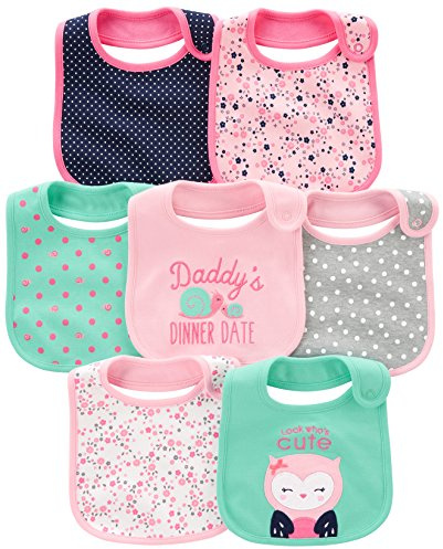 Simple Joys by Carter's Baby-Lätzchen für zahnende Babys, Mädchen, 7 Stück ,Pink/Mint ,One Size