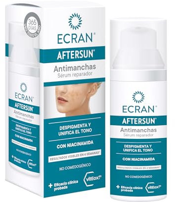 Ecran - Aftersun Sérum Facial Antimanchas Reparador con Niacidamina, Despigmenta y Unifica el Tono, Fórmula con VitEox80 - 50 ml