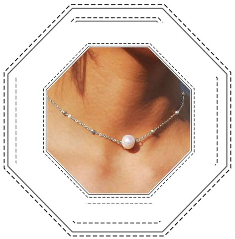 Jovono zierliche perle anhänger halsketten mode perlen choker halskette kette schmuck für frauen und mädchen (silber)