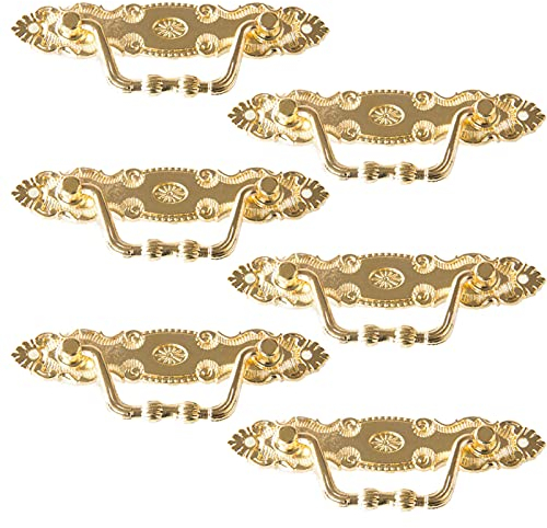 KRISFD Retro lådhandtag vintage möbelhandtag skåphandtag stånghandtag relinghandtag skåp lådor för nattduksbord, kistor, byråer, kök, antik gyllene vintage design med skruvar (6 stycken)