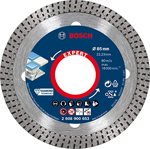 Bosch Professional 1x Dischi diamantati Expert HardCeramic (per Piastrelle dure, Pietra dura, Ø 85 mm, accessorio Smerigliatrice angolare piccola)
