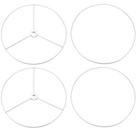 sourcing map 2 Set Lampenschirm Ring Drahtring Metallring mit Kreuz 30 cm ø | Lampenschirm Halterung, Halterrahmen, für Tischlampe Stehlampe Lampenfassung
