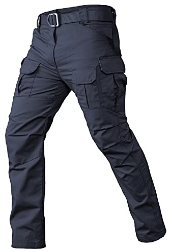 CARWORNIC Gear Men's Tactical Cargo Pants Waterpoof Lightweight Rip Stop EDC Military Combat Trousers Navy Blue