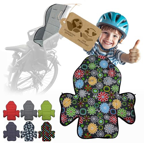 Ersatzbezug kompatibel mit Römer Kinderfahrradsitz – Weiches Ersatzpolster für Fahrradsitz Kinder – Sitzbezug, waschbar bei 30°C – Komfort Polster für Kinder Fahrradsitz MOD 2 (grau bunte Blumen)