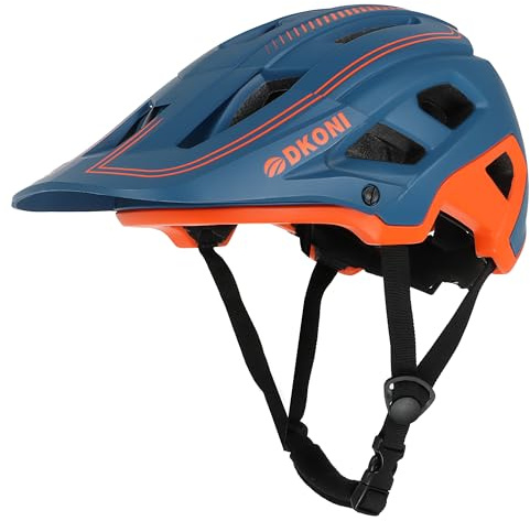 DKONI Fahrradhelm für Jugendliche und Erwachsene, Unisex – Leicht, verstellbar (54–61 cm), mit abnehmbarem Visier und herausnehmbaren Polstern, 17 große Belüftungsöffnungen