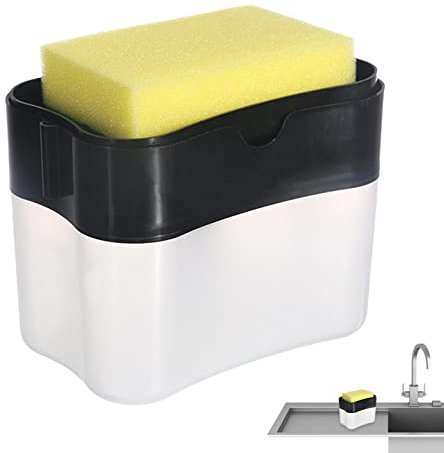 Soap Dispenser for Kitchen Sink | Kitchen Soap Dispenser with Sponge Holder 2- In-1,Sponge Holder Sink Dish Washing Soap Dispenser Countertop Organizer