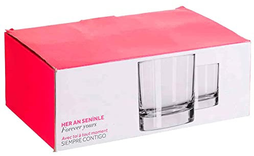 Tradineur - Caja de 6 Vasos Modelo Ada - 32 cl - Fabricado en Vidrio Resistente - Apto para lavavajillas - 6 Uds Totales