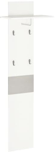 HOMCOM Perchero de Pared con 4 Ganchos Estante de Pared de Almacenamiento con Barra Colgante de Aluminio para Entrada Dormitorio Pasillo 50x23,5x160 cm Blanco