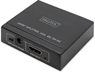 Digitus DS-45340 Splitter HDMI 1x2 - Ingresso: 1 porta/Uscita: 2 porte - UHD 4K/30 Hz - HDCP 1.4 e HDMI 1.4b - Deep Colour, EDID switch, protezione ESD