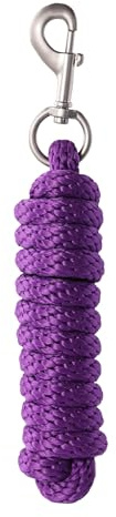 Merauno® Führstrick für Pferd - Anbindestrick in verschiedenen stylischen Designs, Führleine, Anbindeseil Pony, Esel, Ziege lang Strick mit Karabinerhaken(Violett, Karabinerhaken)