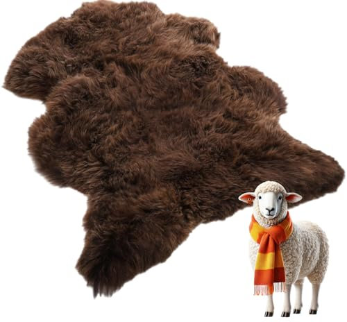 lammfellpark® Weich Schaffell Echt, Premium Lammfell Braun 120-130cm Schaffell Teppich - Echtes Naturfell Weich Flauschig Wollteppich, öko Schafsfelle Echt Fell Deko - Teppich Fell Größe XXL