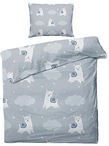 ZDABAOEC Alpaka Lama Kinderbettwäsche 100x135 Mädchen, 100% Microfaser Kinder Baby Bettwäsche 2er Set - 1 Bettbezug + 1 Kissenbezug 40x60, mit Reißverschluss, Wende Motiv