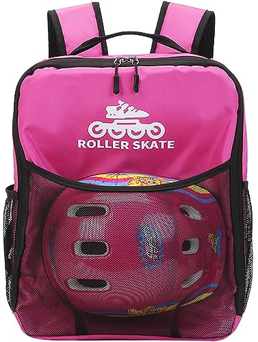 DJFOG Kinder-Schlittschuh-Tasche, Rollschuh-Tasche, Rollschuh-Rucksack, Schlittschuh-Inline-Skate-Aufbewahrungstasche, professionelle Rollschuh-Umhängetasche,Rosa,S